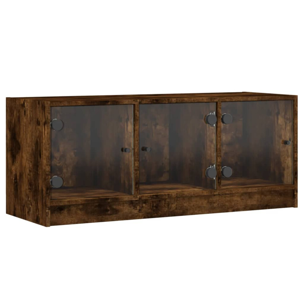 Vidaxl Tv Cabinet With Glass Doors Tv Stand Entertainment Centre Smoked Oak