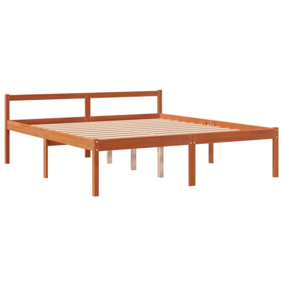 Vidaxl Bed Frame Home Bed Base Wax Brown 150X200 Cm King Size Solid Wood Pine