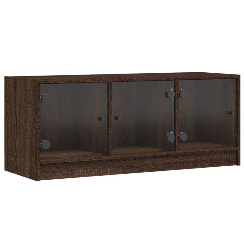 vidaXL TV Cabinet with Glass Doors TV Stand Entertainment Centre Brown Oak