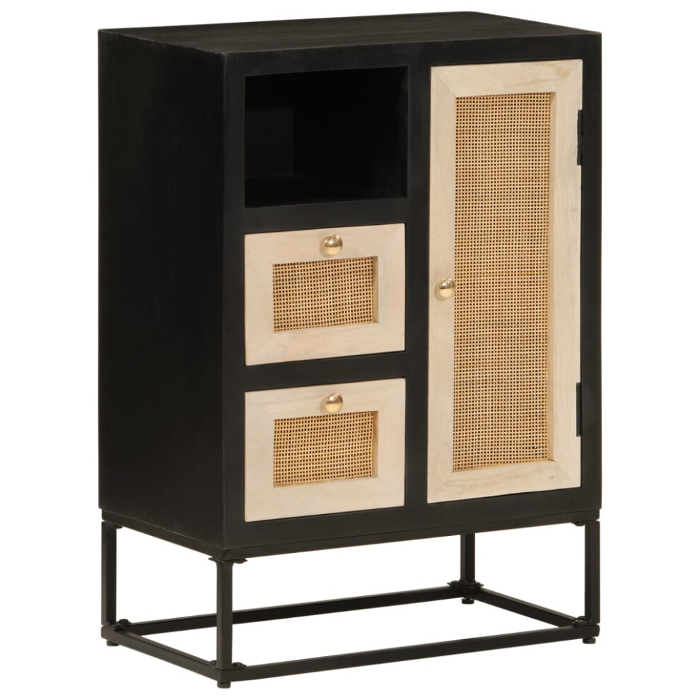 Vidaxl Sideboard Storage Cupboard Side Cabinet Black Solid Wood Mango And Iron