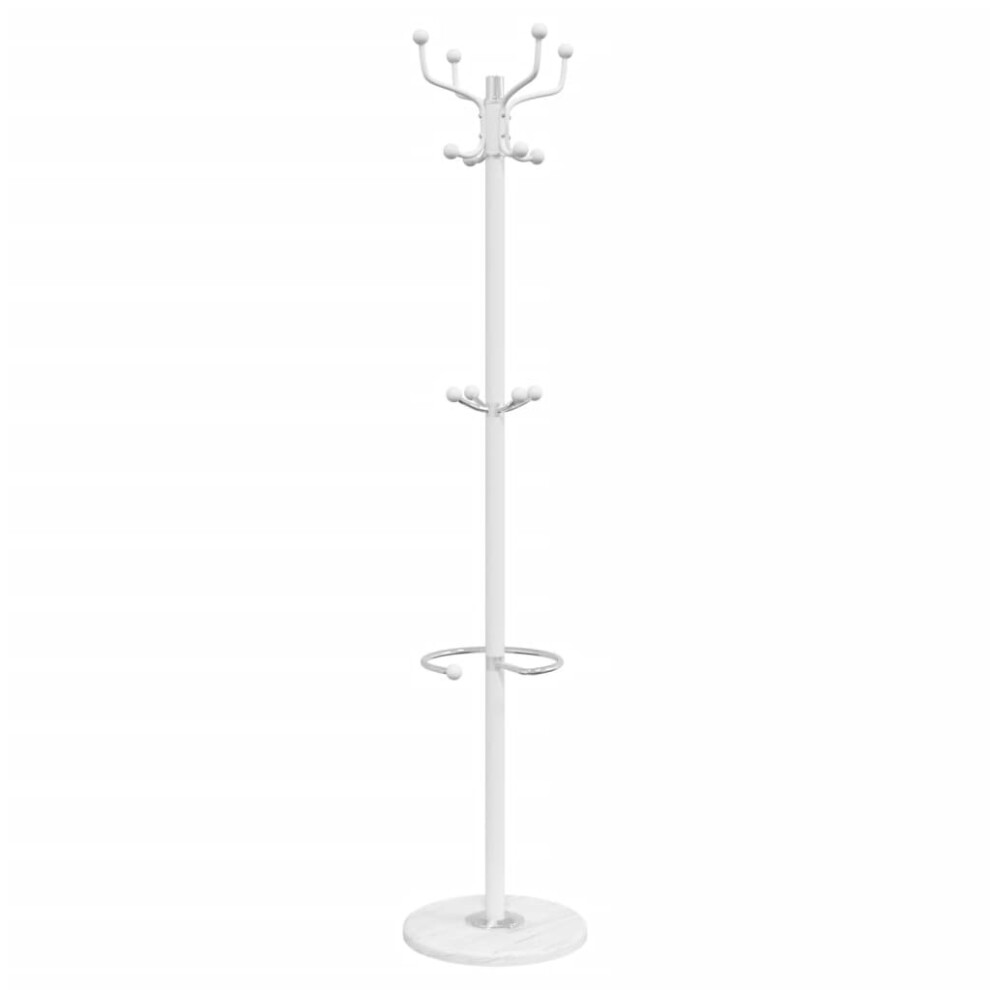 vidaXL Coat Stand with Umbrella Holder Coat Rack White Powder-coated Iron