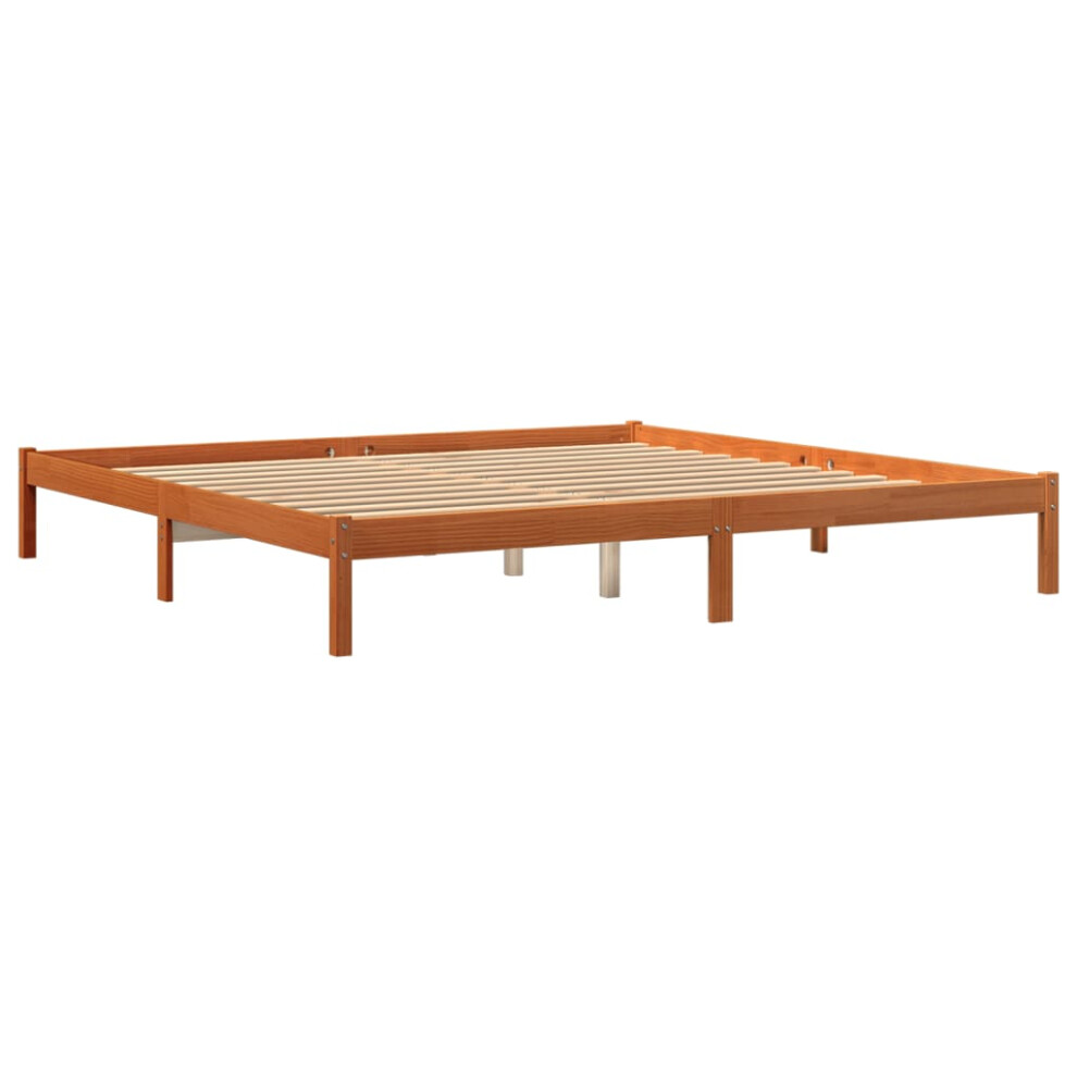 Vidaxl Bed Frame Home Bedstead Bed Base Wax Brown 200X200 Cm Solid Wood Pine