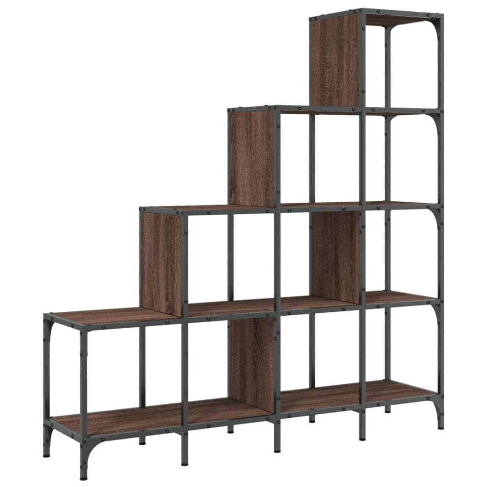 vidaXL Bookcase Bookshelf Side Cabinet Brown Oak Engineered Wood and Metal