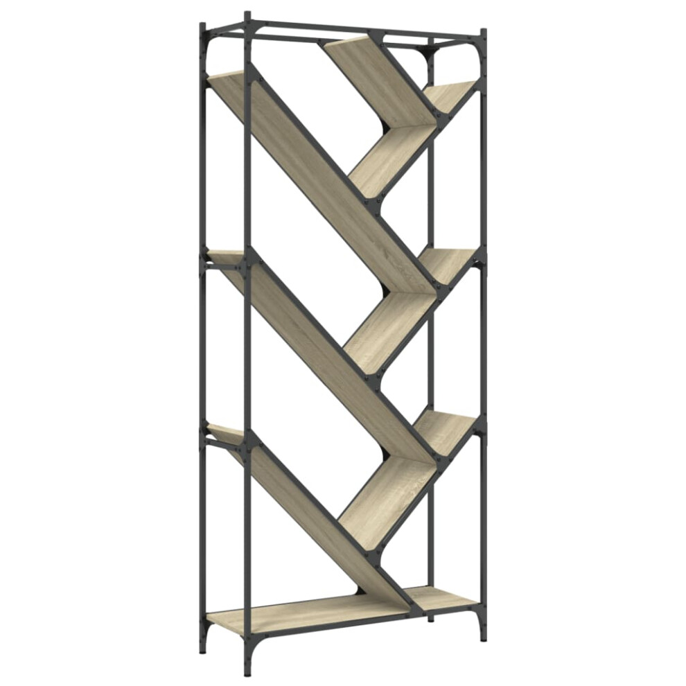 Vidaxl Bookcase Bookshelf Side Cabinet Sonoma Oak Engineered Wood And Metal