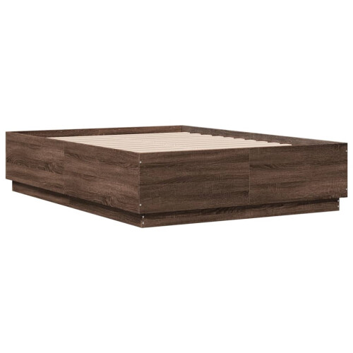 VidaXL vidaXL Bed Frame with LED Lights Bed Brown Oak Small Double Engineered Wood 2