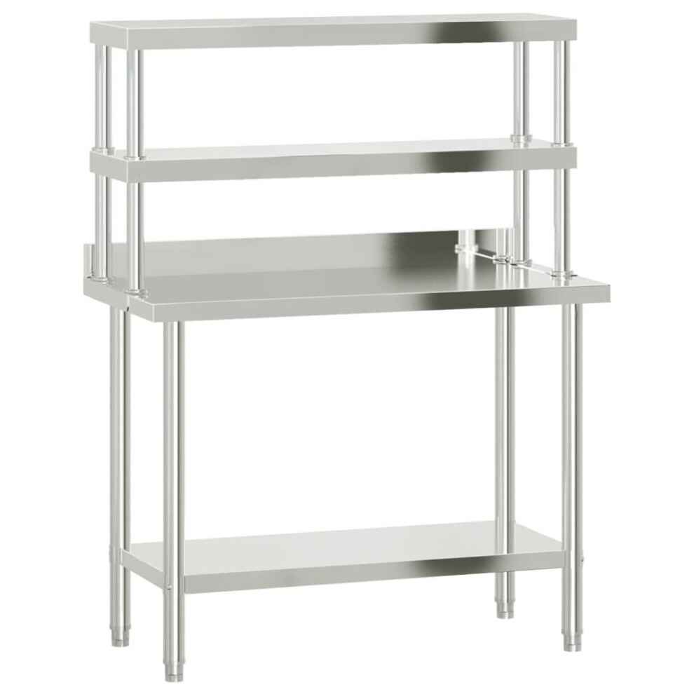 Vidaxl Kitchen Work Table With Overshelf Prep Catering Table Stainless Steel