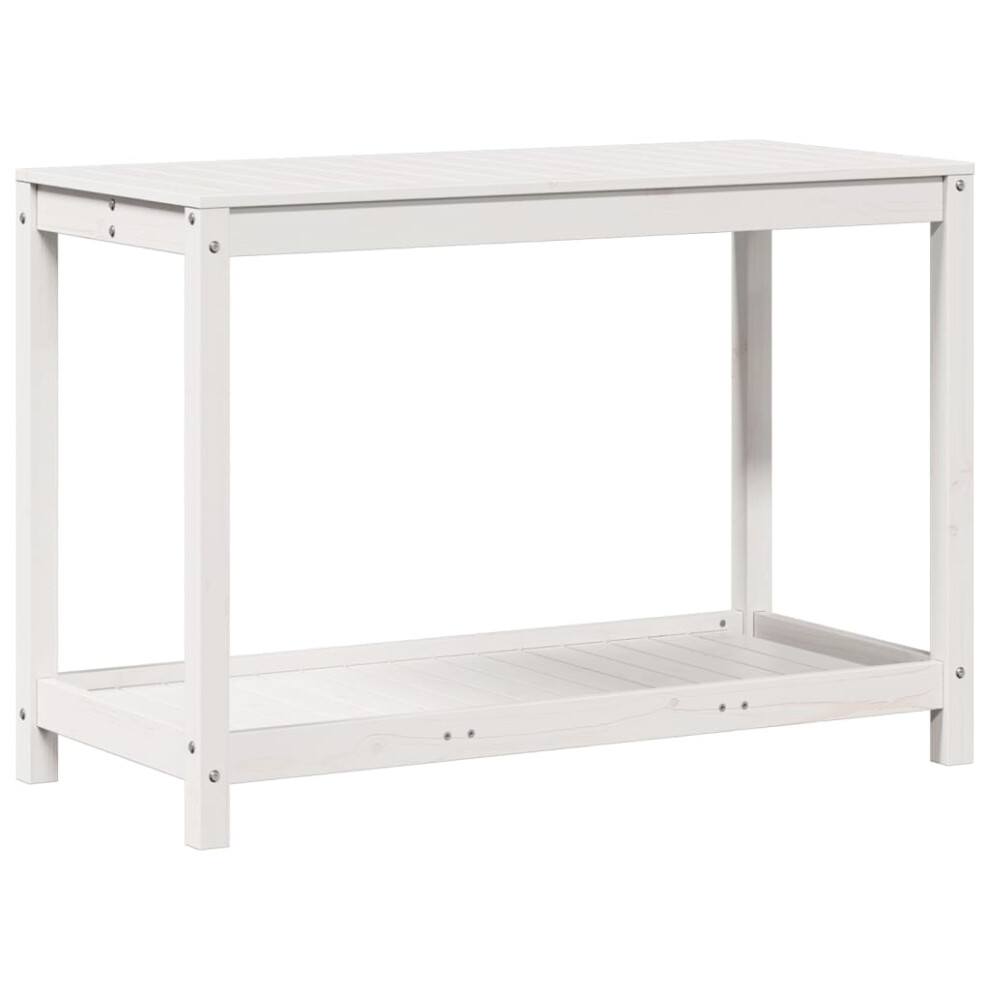 vidaXL Potting Table with Shelf Garden Potting Bench White Solid Wood Pine