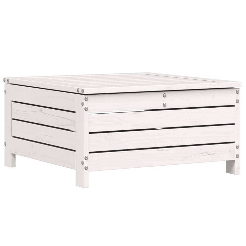 Vidaxl Garden Footstool With Cushion Ottoman Footrest White Solid Wood Pine