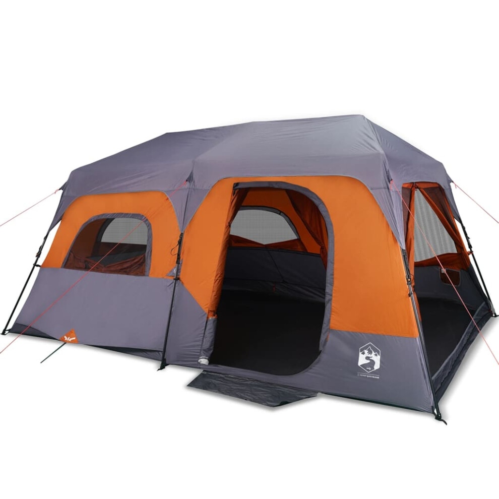 Vidaxl Family Tent 9-Person Dome Tent Grey And Orange Quick Release Waterproof