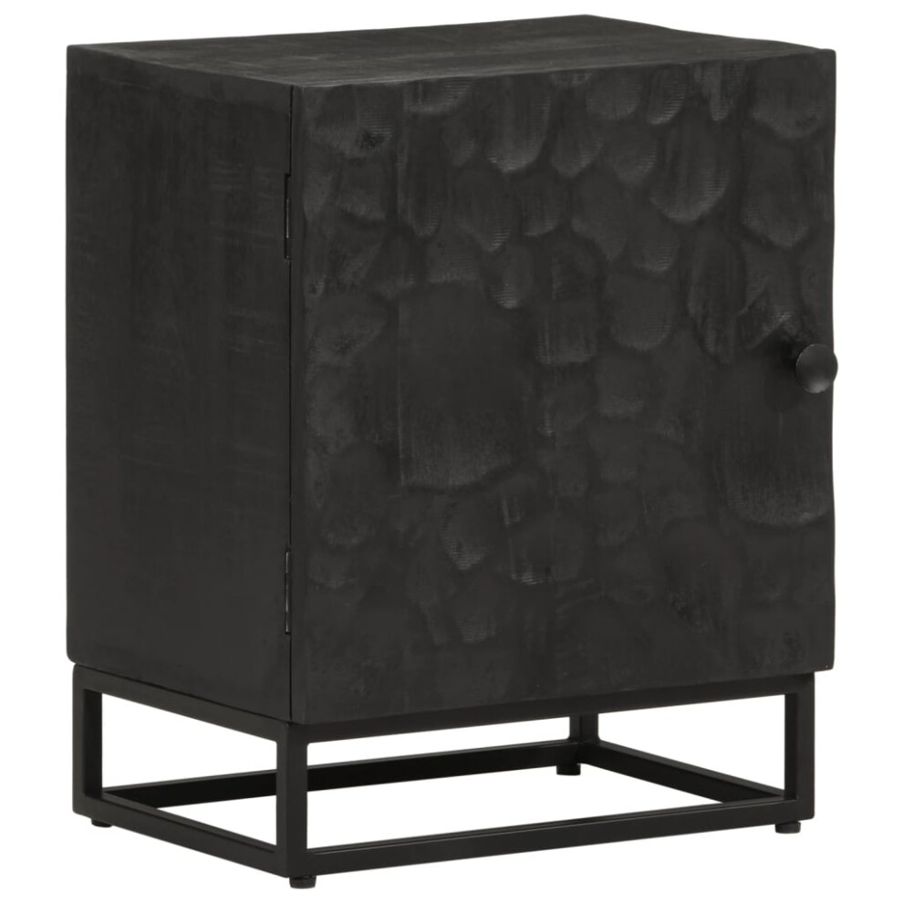 vidaXL Bedside Cabinet Nightstand Bed Table Black Solid Wood Mango and Iron