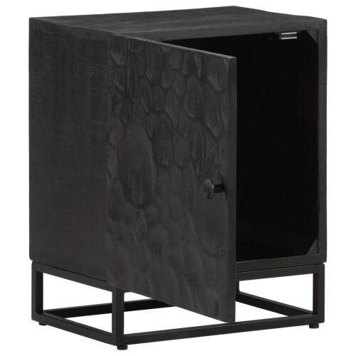 VidaXL vidaXL Bedside Cabinet Nightstand Bed Table Black Solid Wood Mango and Iron 1