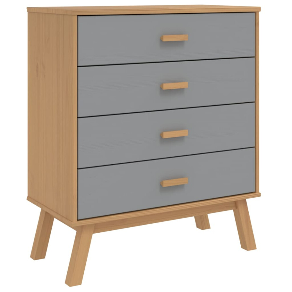 vidaXL Drawer Cabinet Drawer Chest File Cabinet Grey and Brown Solid Wood Pine