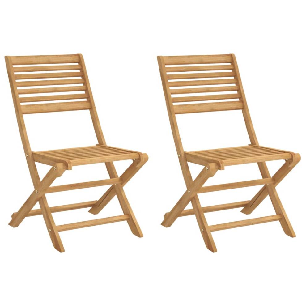 vidaXL Folding Garden Chairs Outdoor Dining Chair 2 pcs Solid Wood Acacia