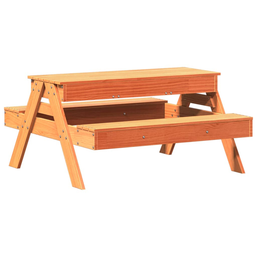 vidaXL Picnic Table with Sandpit for Kids Play Table Wax Brown Solid Wood Pine