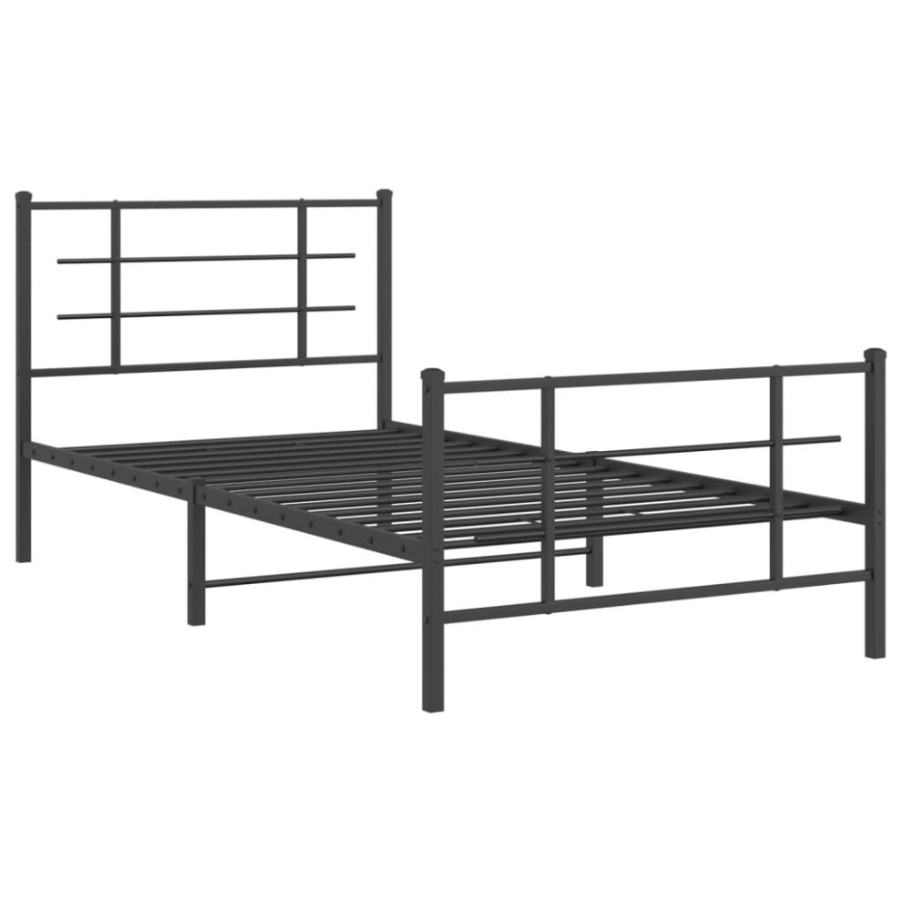 Vidaxl (Black, 107 X 203 Cm/With Headboard & Footboard) Metal Bed Frame With Headboard Home Bed Base Bedstead Black 90X200 Cm
