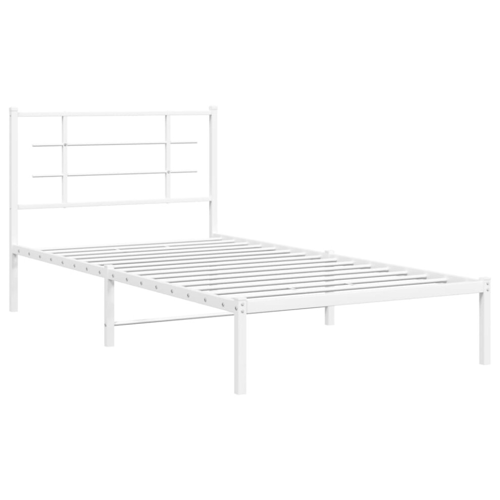 (white, 107 x 203 cm/with headboard) vidaXL Metal Bed Frame with Headboard Home Bed Base Bedstead Black 90x200 cm