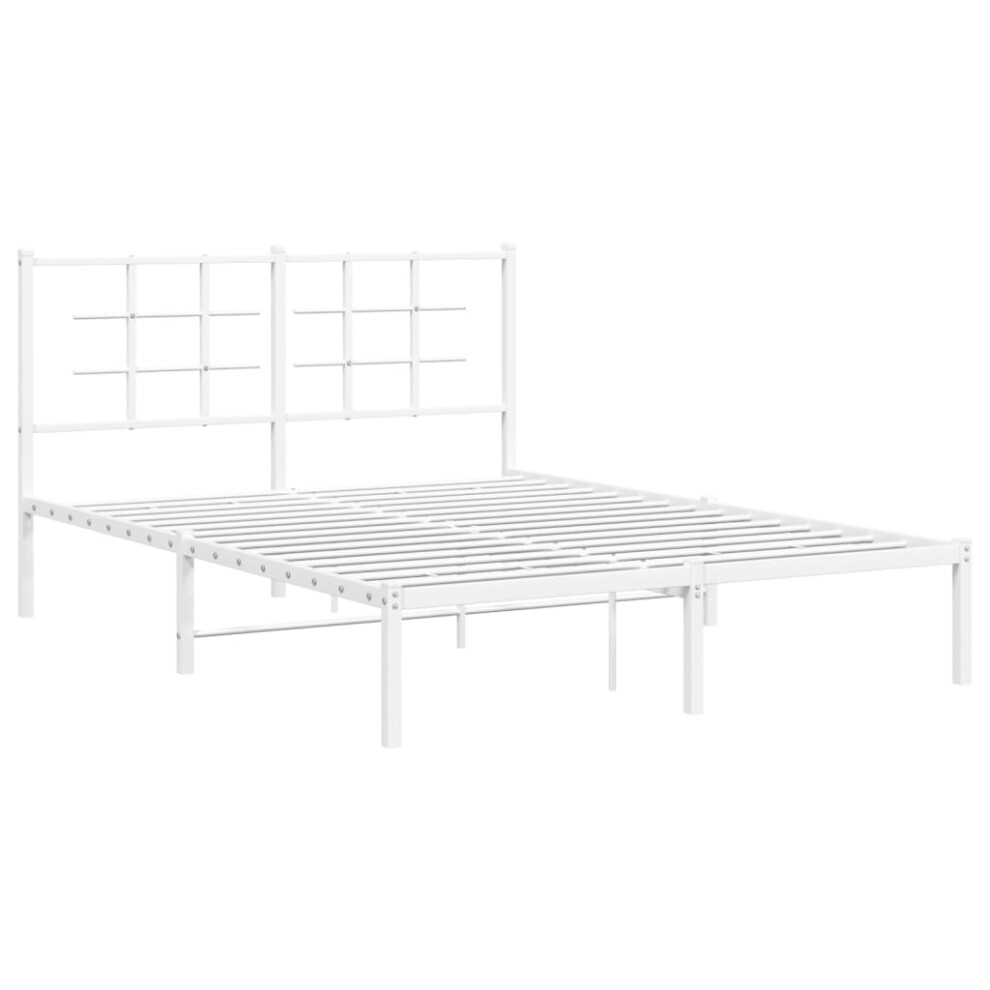 (white, 140 x 190 cm/with headboard) vidaXL Metal Bed Frame with Headboard Home Bed Base Bedstead Black 90x200 cm