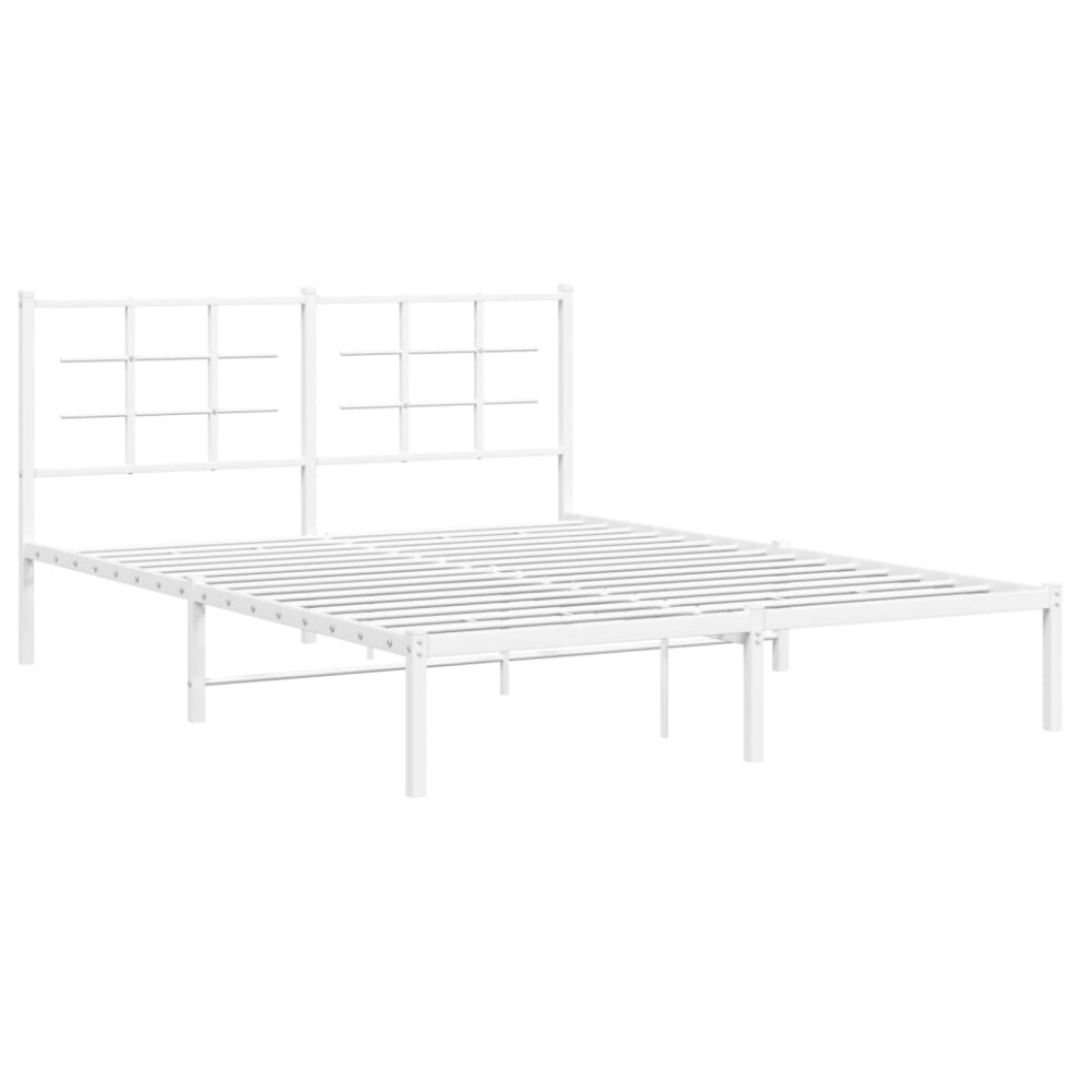 (white, 150 x 200 cm/with headboard) vidaXL Metal Bed Frame with Headboard Home Bed Base Bedstead Black 90x200 cm