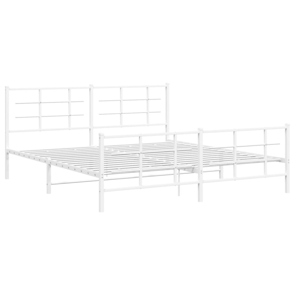 (white, 183 x 213 cm/with headboard & footboard) vidaXL Metal Bed Frame with Headboard Home Bed Base Bedstead Black 90x200 cm