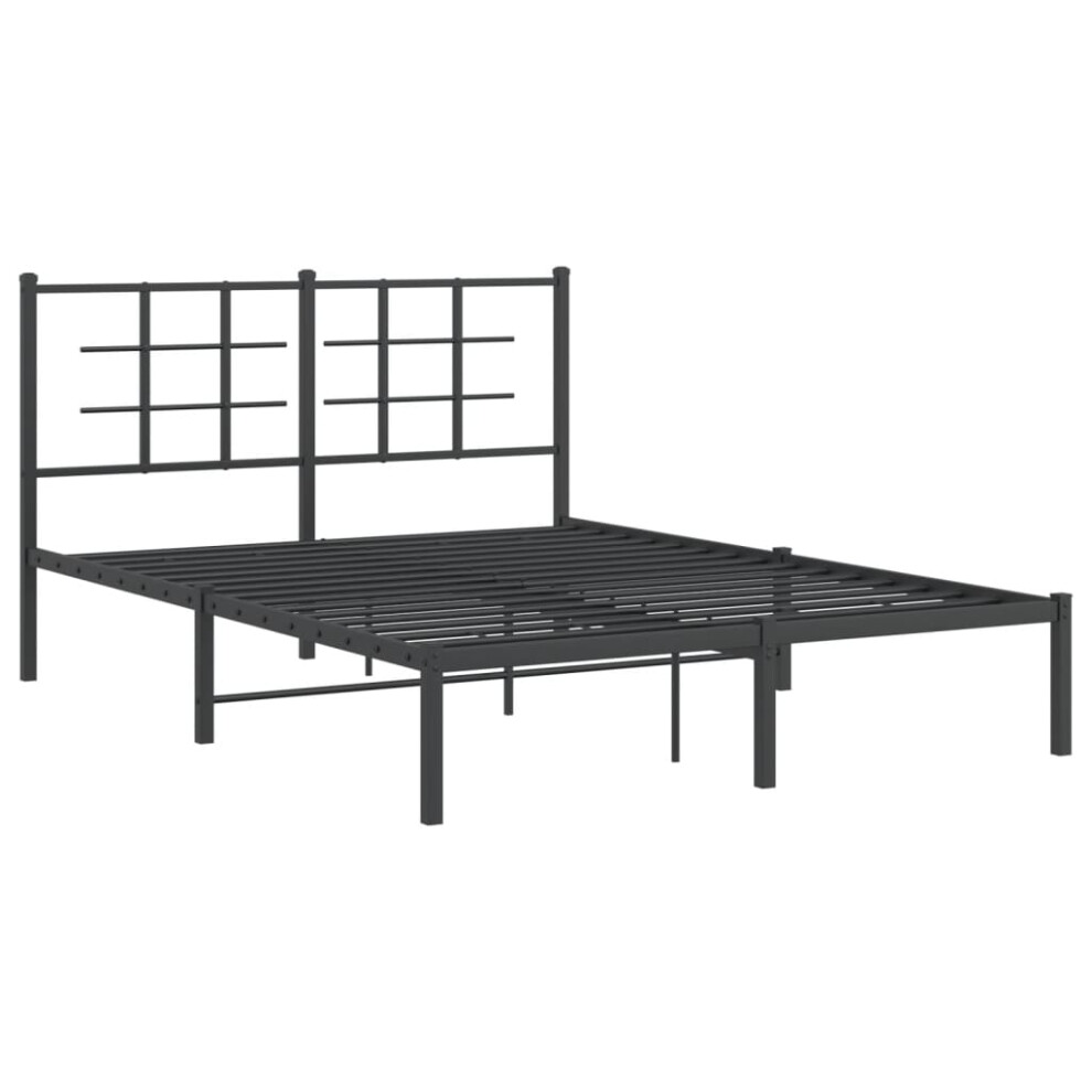 (black, 140 x 190 cm/with headboard) vidaXL Metal Bed Frame with Headboard Home Bed Base Bedstead Black 90x200 cm