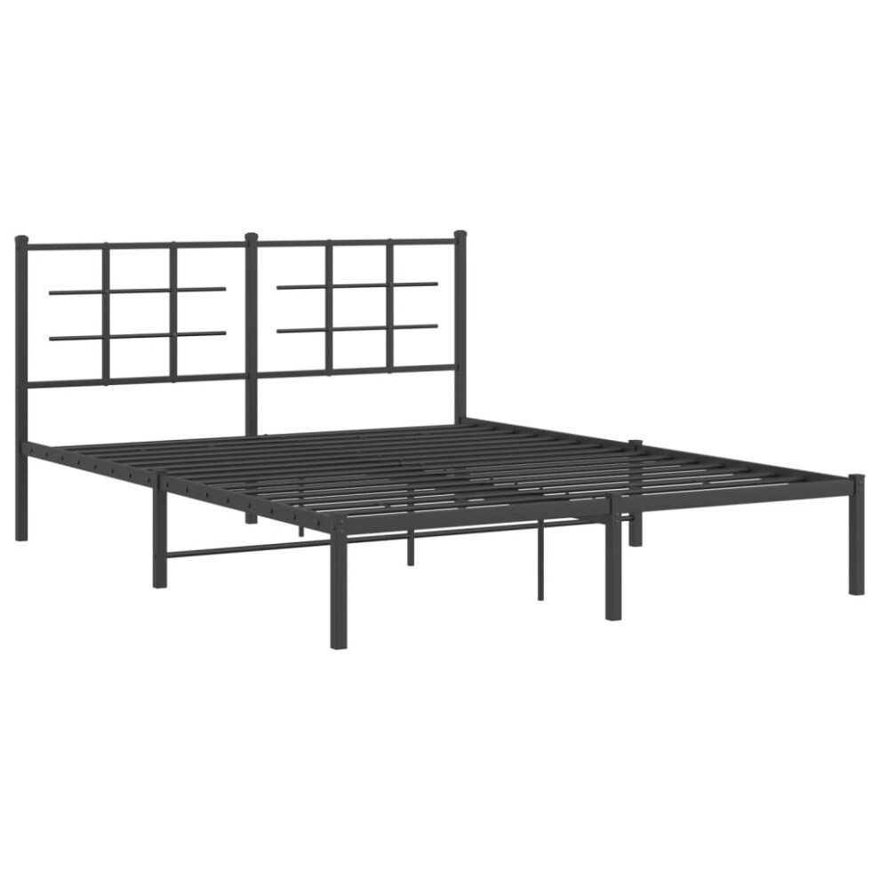 Vidaxl (Black, 150 X 200 Cm/With Headboard) Metal Bed Frame With Headboard Home Bed Base Bedstead Black 90X200 Cm