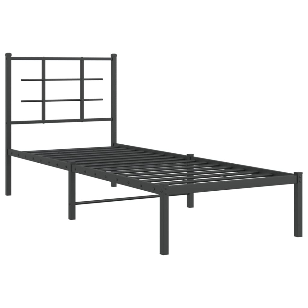 Vidaxl (Black, 75 X 190 Cm/With Headboard) Metal Bed Frame With Headboard Home Bed Base Bedstead Black 90X200 Cm