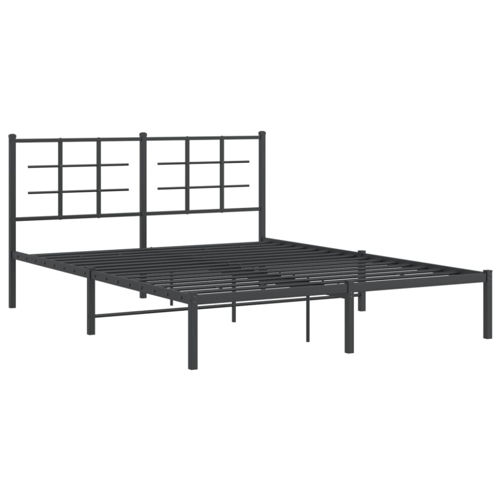 Vidaxl (Black, 160 X 200 Cm/With Headboard) Metal Bed Frame With Headboard Home Bed Base Bedstead Black 90X200 Cm