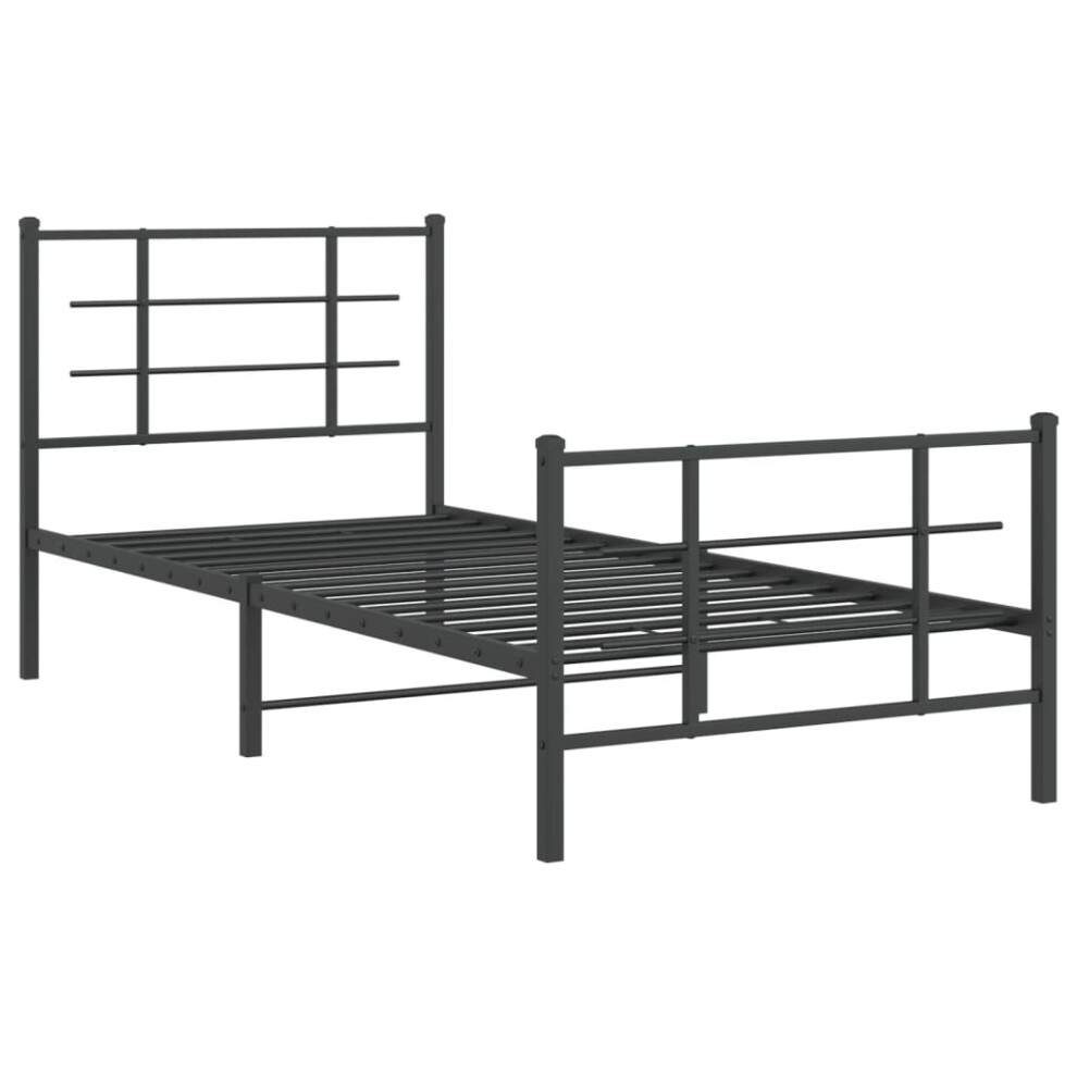 Vidaxl (Black, 90 X 200 Cm/With Headboard & Footboard) Metal Bed Frame With Headboard Home Bed Base Bedstead Black 90X200 Cm