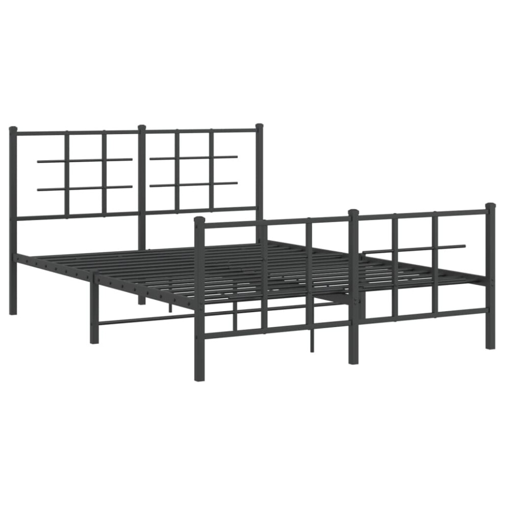 Vidaxl (Black, 140 X 190 Cm/With Headboard & Footboard) Metal Bed Frame With Headboard Home Bed Base Bedstead Black 90X200 Cm
