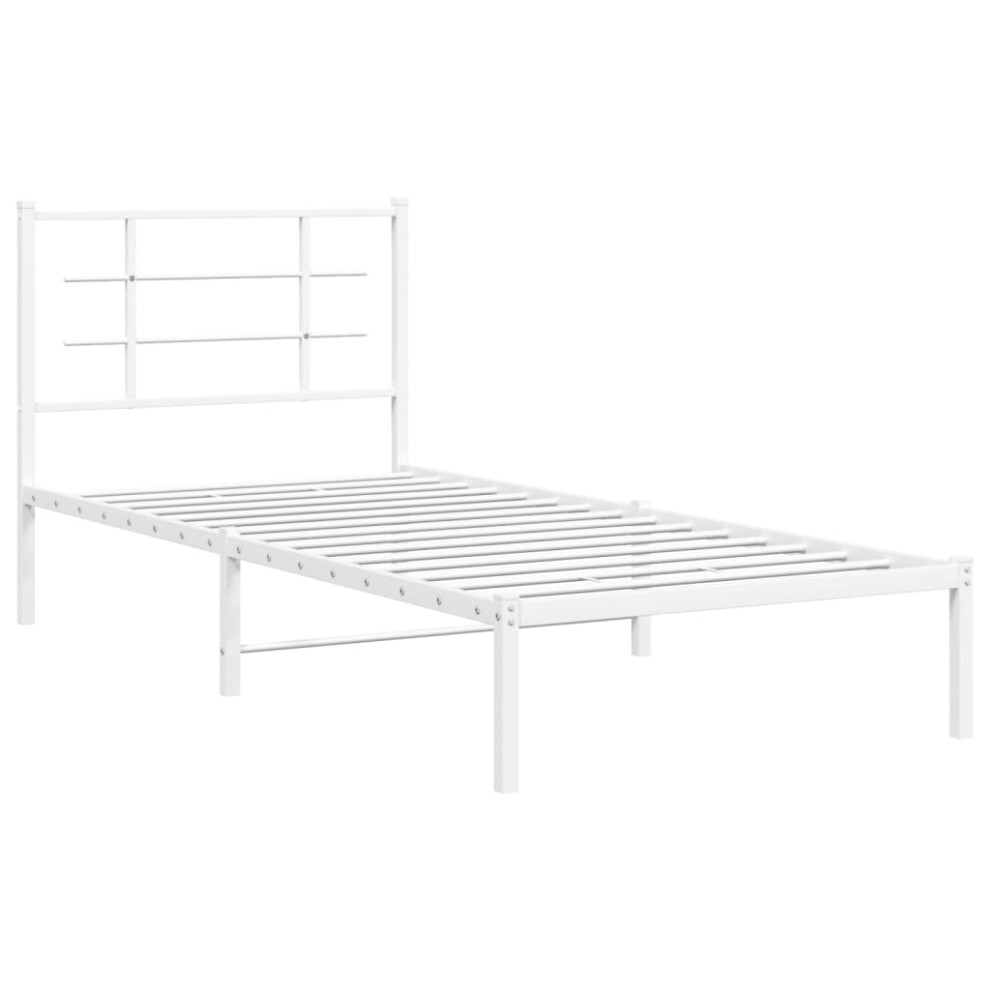 Vidaxl (White, 90 X 200 Cm/With Headboard) Metal Bed Frame With Headboard Home Bed Base Bedstead Black 90X200 Cm