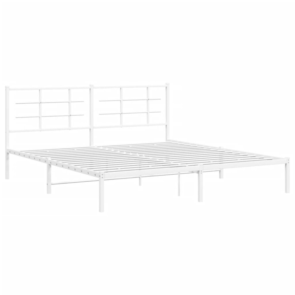 (white, 183 x 213 cm/with headboard) vidaXL Metal Bed Frame with Headboard Home Bed Base Bedstead Black 90x200 cm