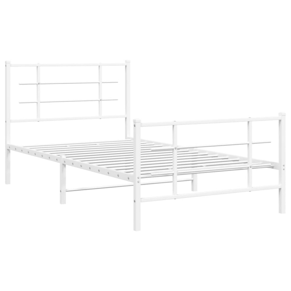 (white, 100 x 190 cm/with headboard & footboard) vidaXL Metal Bed Frame with Headboard Home Bed Base Bedstead Black 90x200 cm