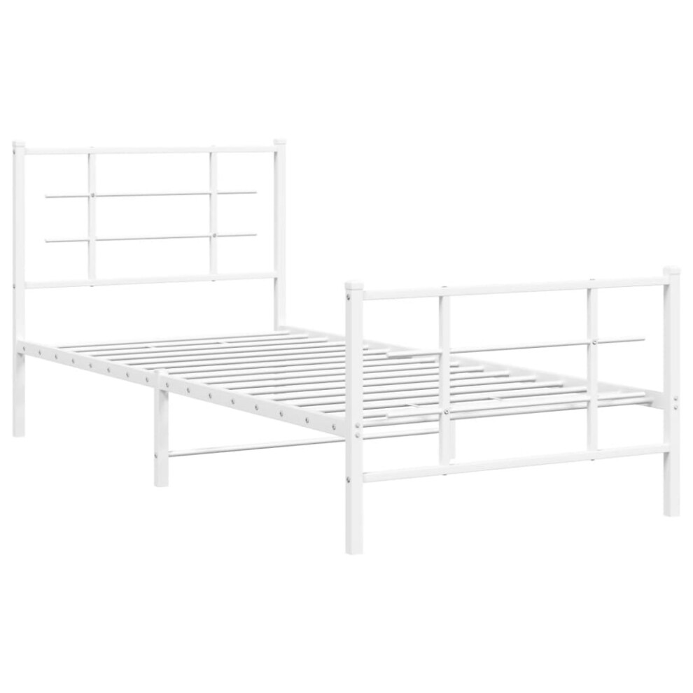 (white, 90 x 190 cm/with headboard & footboard) vidaXL Metal Bed Frame with Headboard Home Bed Base Bedstead Black 90x200 cm