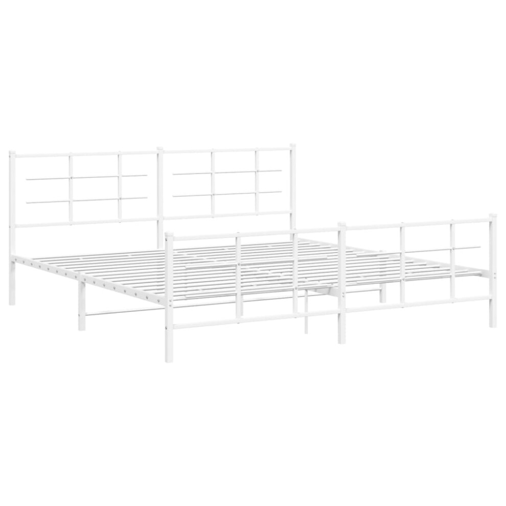 (white, 193 x 203 cm/with headboard & footboard) vidaXL Metal Bed Frame with Headboard Home Bed Base Bedstead Black 90x200 cm