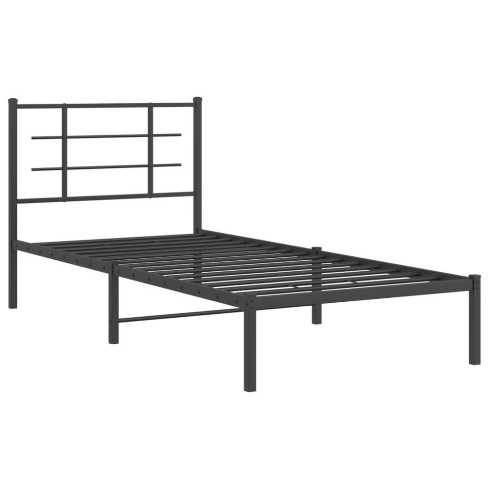 (black, 90 x 190 cm/with headboard) vidaXL Metal Bed Frame with Headboard Home Bed Base Bedstead Black 90x200 cm