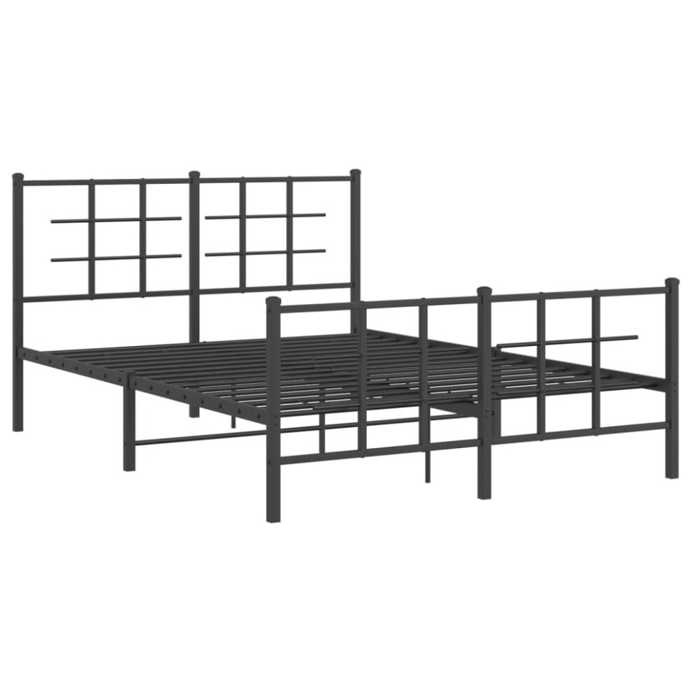 Vidaxl (Black, 135 X 190 Cm/With Headboard & Footboard) Metal Bed Frame With Headboard Home Bed Base Bedstead Black 90X200 Cm