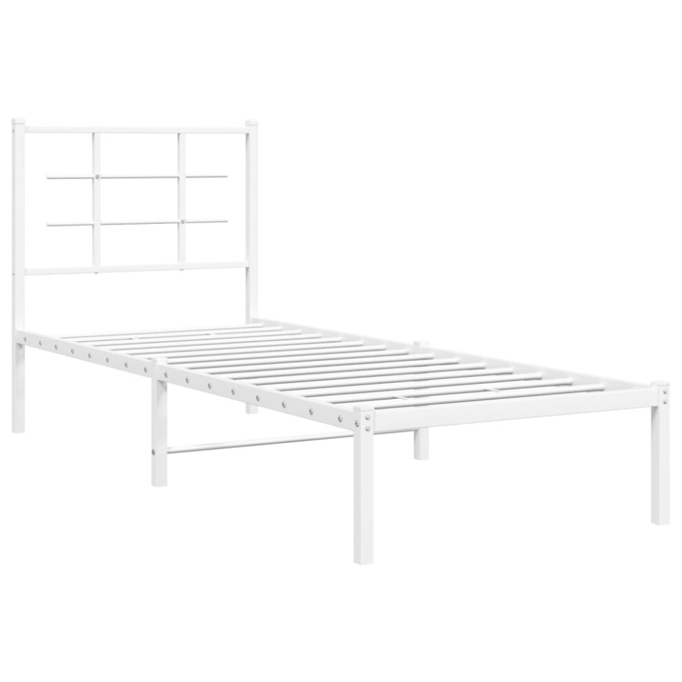 (white, 75 x 190 cm/with headboard) vidaXL Metal Bed Frame with Headboard Home Bed Base Bedstead Black 90x200 cm