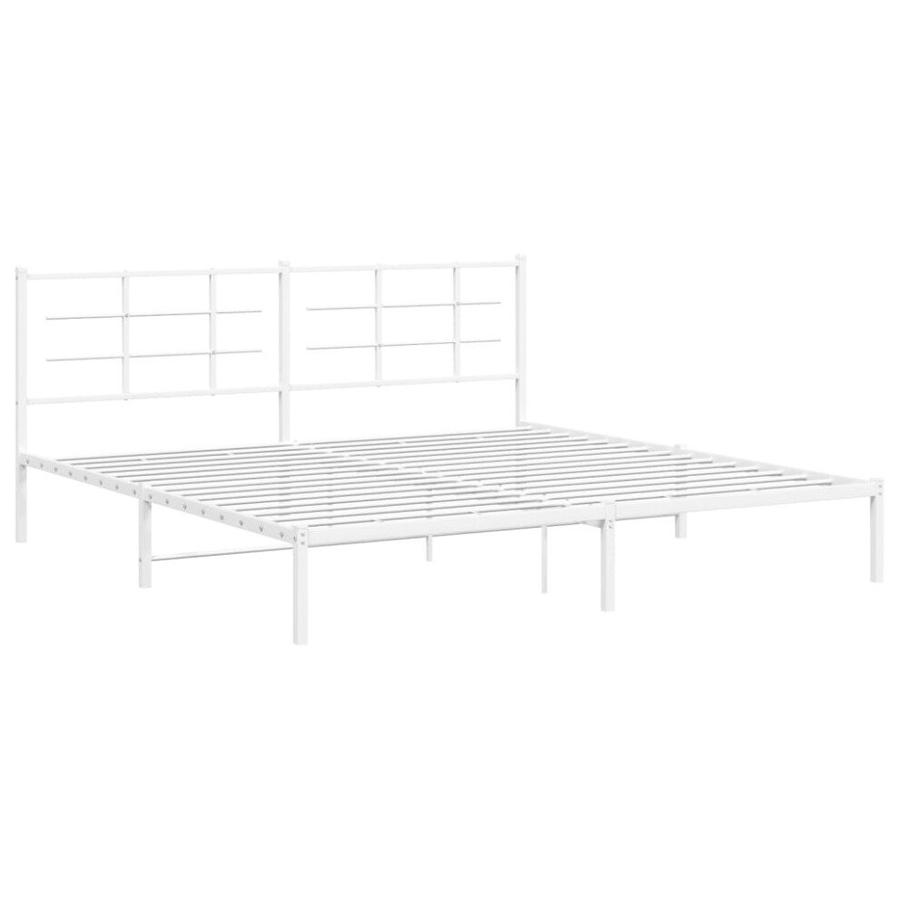 (white, 193 x 203 cm/with headboard) vidaXL Metal Bed Frame with Headboard Home Bed Base Bedstead Black 90x200 cm