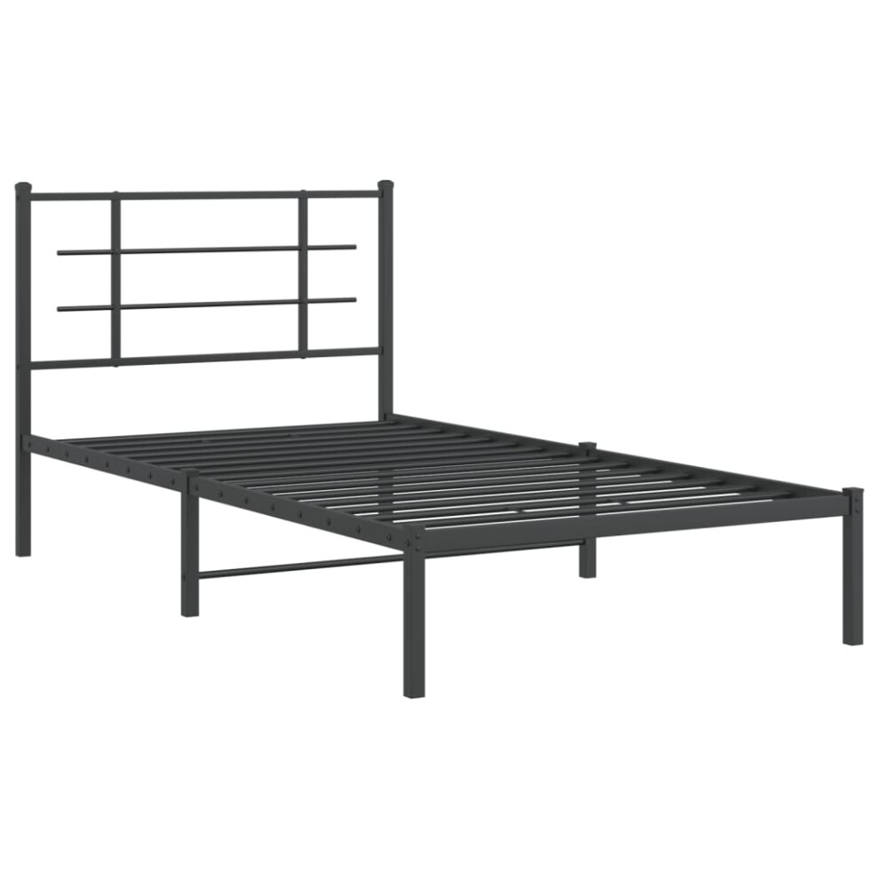 (black, 100 x 190 cm/with headboard) vidaXL Metal Bed Frame with Headboard Home Bed Base Bedstead Black 90x200 cm