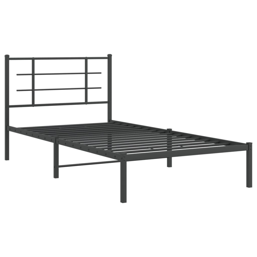 Vidaxl (Black, 107 X 203 Cm/With Headboard) Metal Bed Frame With Headboard Home Bed Base Bedstead Black 90X200 Cm