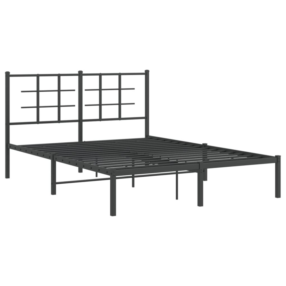 Vidaxl (Black, 140 X 200 Cm/With Headboard) Metal Bed Frame With Headboard Home Bed Base Bedstead Black 90X200 Cm