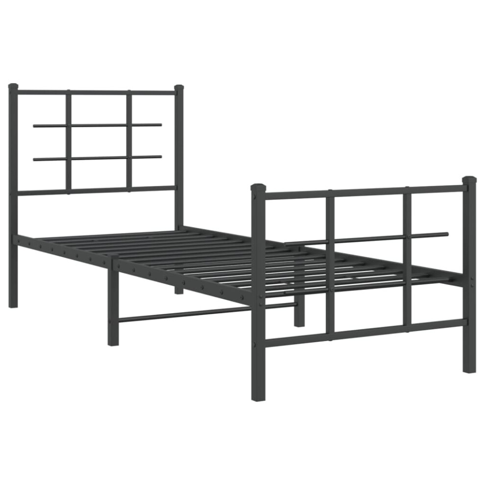 Vidaxl (Black, 75 X 190 Cm/With Headboard & Footboard) Metal Bed Frame With Headboard Home Bed Base Bedstead Black 90X200 Cm