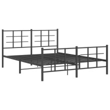 (black, 150 x 200 cm/with headboard & footboard) vidaXL Metal Bed Frame with Headboard Home Bed Base Bedstead Black 90x200 cm