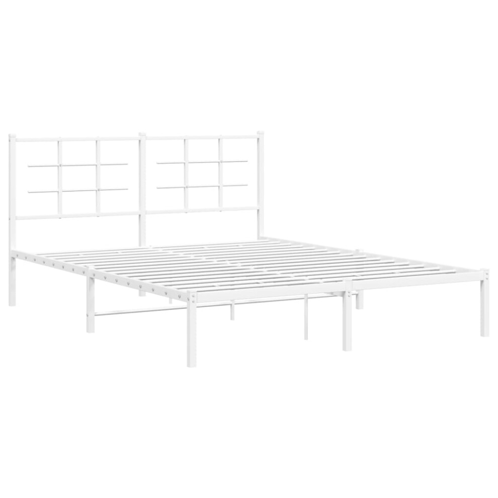 Vidaxl (White, 160 X 200 Cm/With Headboard) Metal Bed Frame With Headboard Home Bed Base Bedstead Black 90X200 Cm