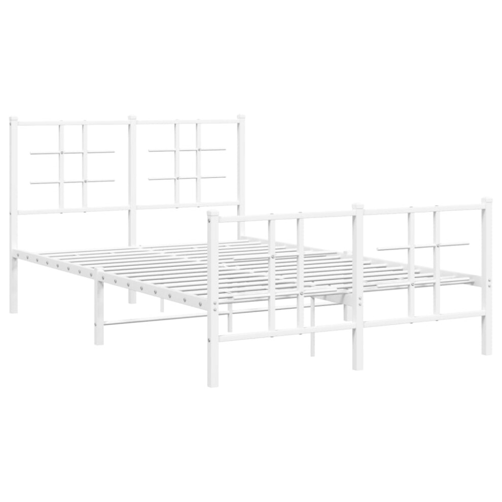 Vidaxl (White, 120 X 200 Cm/With Headboard & Footboard) Metal Bed Frame With Headboard Home Bed Base Bedstead Black 90X200 Cm
