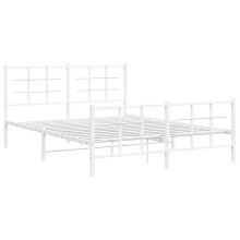(white, 150 x 200 cm/with headboard & footboard) vidaXL Metal Bed Frame with Headboard Home Bed Base Bedstead Black 90x200 cm