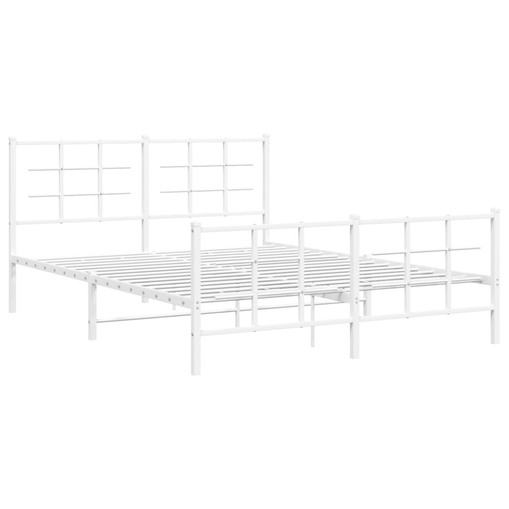 (white, 150 x 200 cm/with headboard & footboard) vidaXL Metal Bed Frame with Headboard Home Bed Base Bedstead Black 90x200 cm