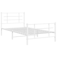 (white, 107 x 203 cm/with headboard & footboard) vidaXL Metal Bed Frame with Headboard Home Bed Base Bedstead Black 90x200 cm