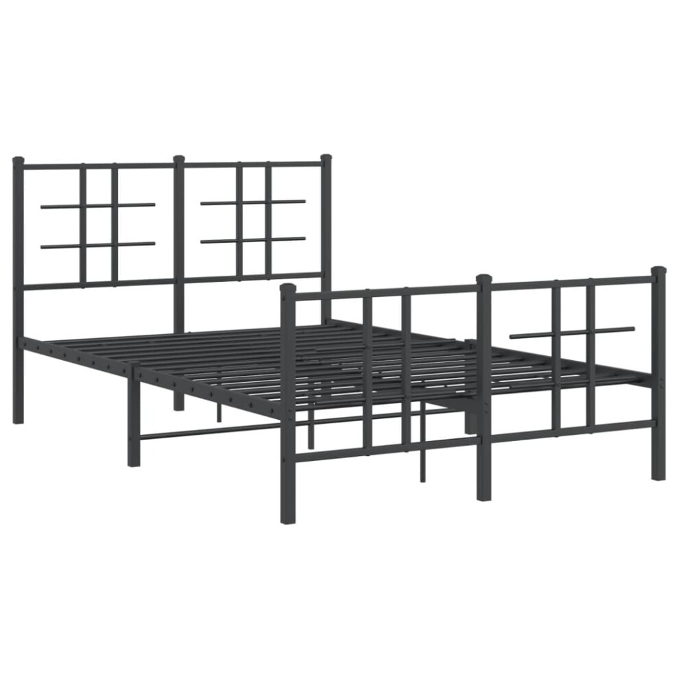 (black, 120 x 190 cm/with headboard & footboard) vidaXL Metal Bed Frame with Headboard Home Bed Base Bedstead Black 90x200 cm