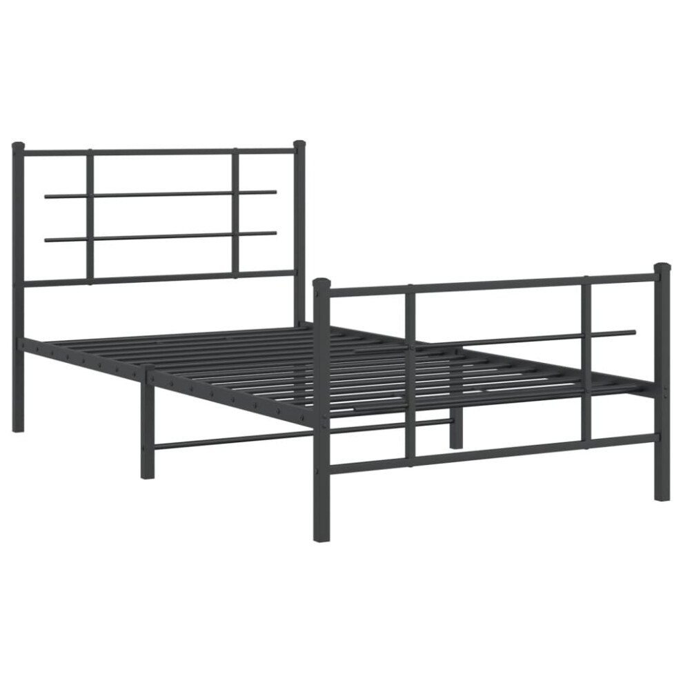 Vidaxl (Black, 100 X 200 Cm/With Headboard & Footboard) Metal Bed Frame With Headboard Home Bed Base Bedstead Black 90X200 Cm